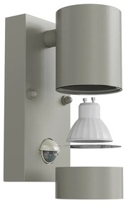 Applique cilindrica da Esterno IP65 GU10 con sensore Movimento - Grigia