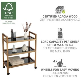 Scaffale per il bagno nero/di colore naturale in acacia massiccia 65x76,5 cm Fondi – Wenko