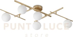 Atlas plafoniera 5 luci attacco g9 colore oro in metallo e diffusor...