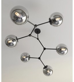 Plafoniera Minimal Iperione Acciaio Nero Grigio 6 Luci E14 Ip20