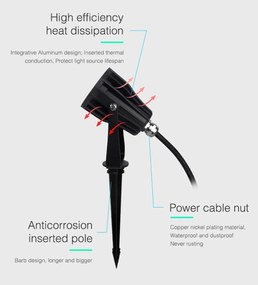 Faretto LED a Picchetto 6W RGB+CCT IP66 Sinc. Aut. WiFi - Mi-Light Colore RGB+CCT