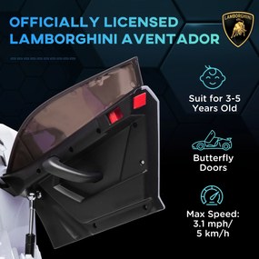 Macchina Elettrica per Bambini 12V con Licenza Lamborghini Aventador SVJ Roadster Bianco...