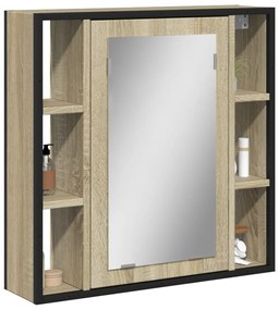 Mobile Bagno Con Specchio Rovere Sonoma 60x16x60 Cm Multistrato /