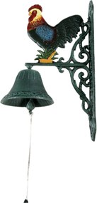 Campana in ghisa gallo colorato cm 23x13xh36...