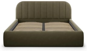 Letto matrimoniale imbottito verde con contenitore con rete inclusa 160x200 cm Juno – Windsor &amp; Co Sofas