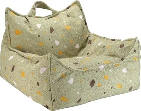 Pouf a sacco per bambini verde con rivestimento in bouclé e ciniglia Terrazzo Chair – Wigiwama