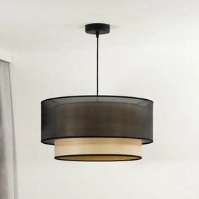 Duolla - Lampadario a sospensione con filo WOOD BOHO 1xE27/15W/230V diametro 45 cm nero/beige
