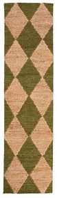Passatoia verde/di colore naturale in misto iuta tessuta a mano 80x230 cm Effie Diamond – Flair Rugs
