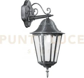 Applique down firenze nera e silver 1 luce attacco e27 ip44 20,5x28...