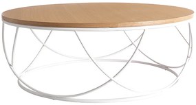 Tavolino basso legno e metallo bianco rotondo 80 cm LACE