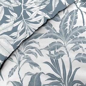 Set copripiumino e federa bianco/blu in cotone per letto matrimoniale ed esteso 240x220 cm Hera – douceur d'intérieur