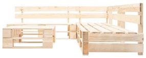 Set divani da giardino con pallet 4 pz naturale in legno