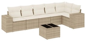 Set divani da giardino 7 pz con cuscini beige in polyrattan