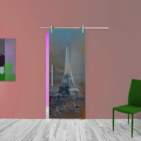 Porta scorrevole Eiffel in vetro, L 88 x H 215 cm, con binario Ermes