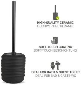 Scopino WC nero opaco in ceramica Illana – Wenko