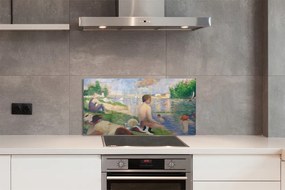 Pannello paraschizzi cucina Studio finale per bagnanti ad Asnieres di Georges Seurat 100x50 cm