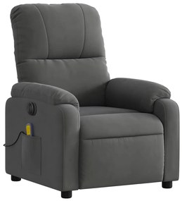 Poltrona reclinante massaggi elettrica grigio scuro microfibra