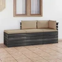 Set Divani da Giardino su Pallet 3 pz con Cuscini Massello Pino cod mxl 42392