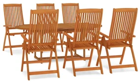 Set da pranzo per giardino 7 pz in legno massello di eucalipto