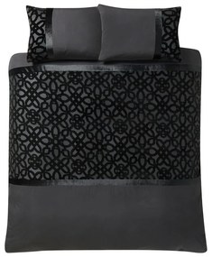 Set copripiumino e federa nero in velluto per letto matrimoniale e per letto esteso 230x220 cm Lattice Cut – Catherine Lansfield