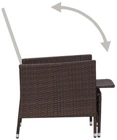 Set Divani da Giardino 3 pz con Cuscini in Polyrattan Marrone