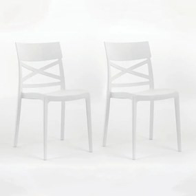 Sedia da giardino London Cross NEW GARDEN bianco, set da 2 pezzi