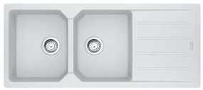Lavello sopratop 2 vasche con gocciolatoio laterale destro o sinistro FRANKE City fragranite L 50 x L 116 cm bianco