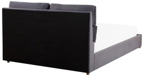 Letto matrimoniale con contenitore velluto grigio 140 x 200 cm BATILLY Beliani