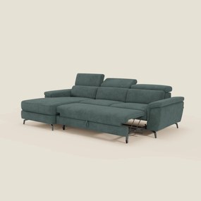 Estro Divano estraibile con chaise-longue e poggiatesta reclinabili in tessuto impermeabile T14 verde