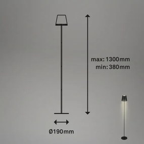 Briloner 1438015 - Lampada da terra LED dimmerabile KIKI 4,3W/5V IP44 2600 mAh nera