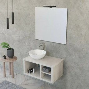 Mobile bagno sospeso 80 cm grigio nuvola Master lavabo 40 e specchio