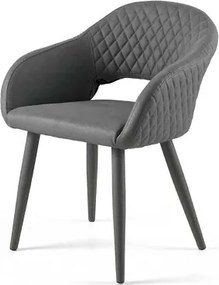 Sedia pranzo ecopelle Grigio - imbottita LIVING 2 sedie