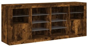 Credenza con Luci LED Rovere Fumo 163x37x67 cm