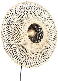 Applique da parete orientale in bambù 50 cm con spina - Rina