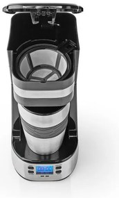 Nedis KACM310FBK - Macchina da caffè per una tazza da 0,42 L con timer e tazza da viaggio