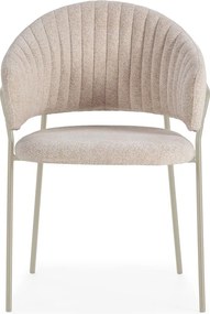 Set di sedie da pranzo beige in imbottito con braccioli 2 pz Leticia – Marckeric