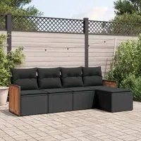 Set Divani da Giardino 5 pz con Cuscini in Polyrattan Nerocod mxl 89460