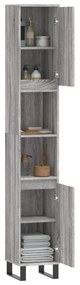 Armadietto bagno grigio sonoma 30x30x190cm in legno multistrato