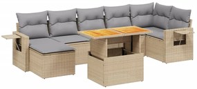 Set divano da giardino 8 pz con cuscini beige in polyrattan