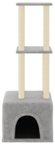 Albero per gatti con tiragraffi in sisal grigio chiaro 133,5 cm