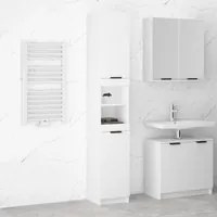 Armadietto da Bagno Bianco 32x34x188,5 cm in Legno Multistrato 811322