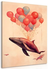 Stampa su tela – Balena sognante con palloncini
