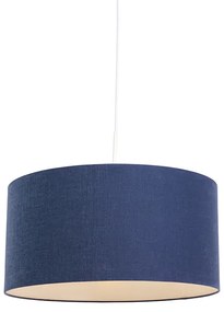 Lampada a sospensione moderna bianca con paralume blu antico 50 cm - Combi 1