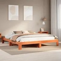 Letto senza Materasso Marrone Cera 200x200 cm in Legno di Pino 3308728