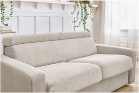 Divano color crema allungabile con rivestimento in velluto a coste 195 cm Monaco – Bobochic Paris