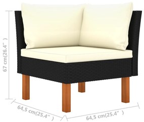 Set Divani da Giardino 8 pz con Cuscini in Polyrattan Nero