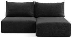 Divano angolare nero allungabile/con contenitore (con penisola a destra) Kalena – Makamii