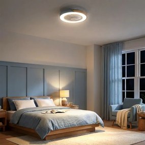 Brilagi - Lampada LED dimmerabile con ventilatore LED/38W/230V 50 cm blu/rovere + telecomando