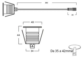 Faretto LED 3W, IP68 per Piscine e Fontane, Tondo, Professional Colore  Bianco Caldo 2.700K