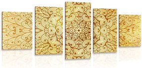 Quadri 5 pezzi – Mandala etnica dorata